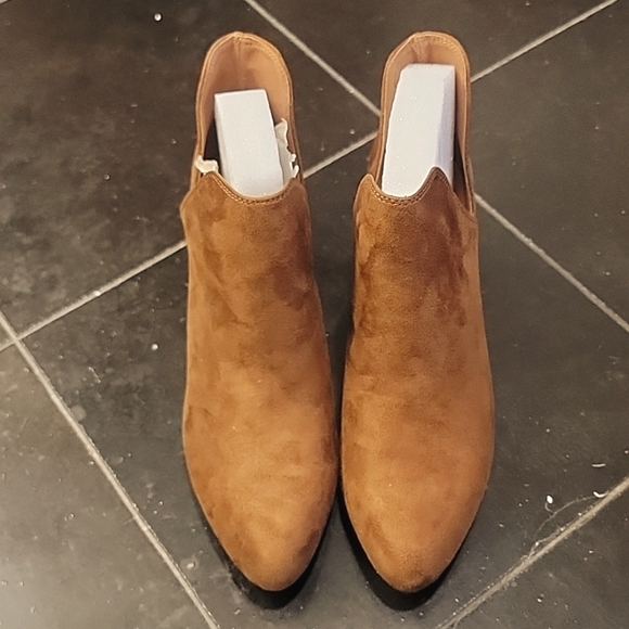 Bamboo Brown faux suede Booties - Picture 1 of 5